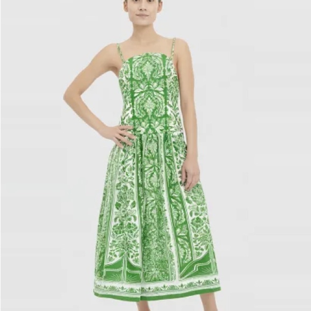 FARM Rio Green Tapestry Midi Dress